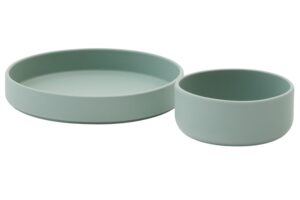 Kave Home Zelený set silikonového talíře a misky Lili
