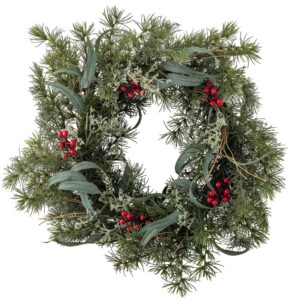 Bloomingville Zelený plastový dekorativní věnec Pine 60 cm