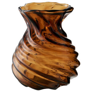 Nordic Living Hnědá skleněná váza Swirl 16 cm