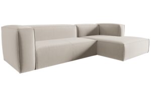 Cosmopolitan Design Světle béžová sametová rohová pohovka Mackay 282 cm