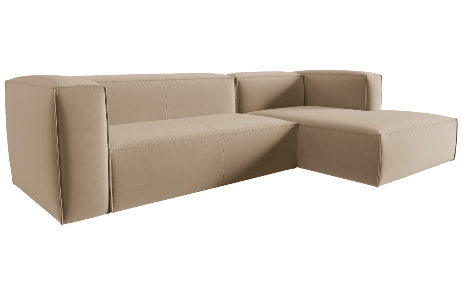 Cosmopolitan Design Pískově hnědá sametová rohová pohovka Mackay 282 cm