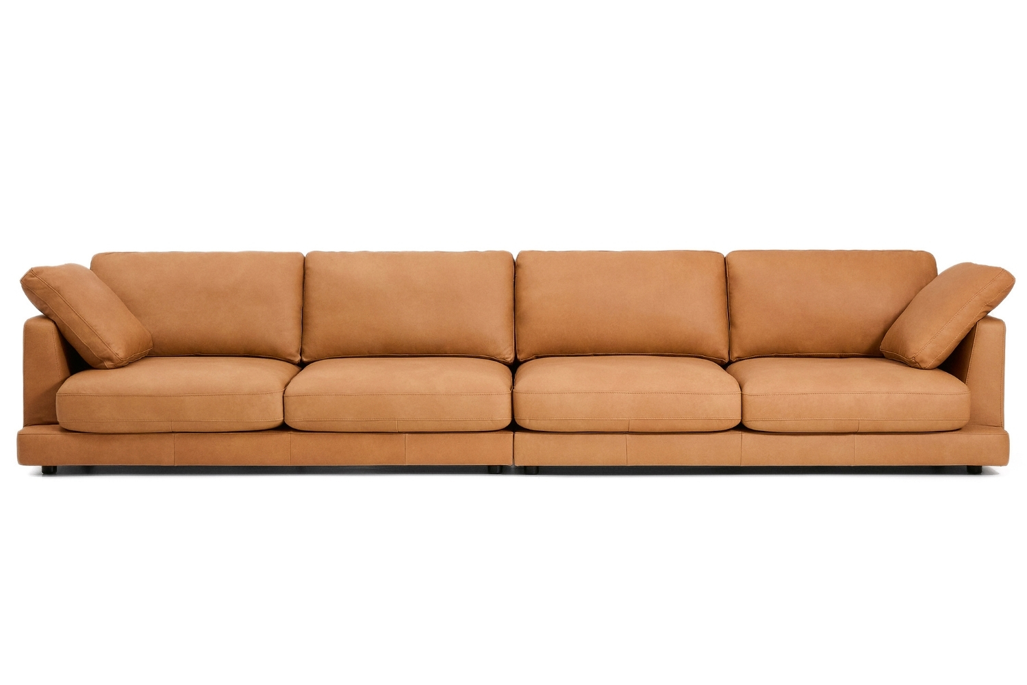 Kave Home Hnědá kožená šestimístná pohovka Gala 390 cm