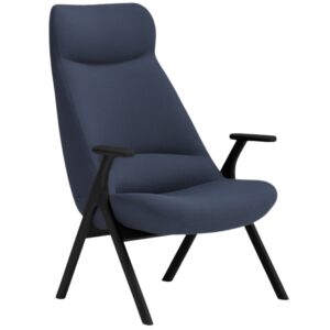 Teulat Vysoké modré křeslo Dins s černou dřevěnou podnoží
