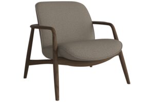 Bolia Světle hnědé bouclé křeslo Bowie s tmavou dubovou podnoží