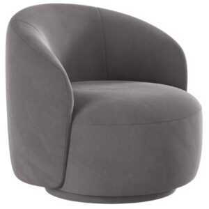 Micadoni Šedé sametové otočné křeslo Letizia