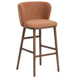 Kave Home Terakotová barová židle Ciselia 75 cm s ořechovou podnoží