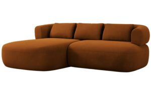 Windsor & Co Terakotově oranžová sametová rohová pohovka Aldrin 200 cm