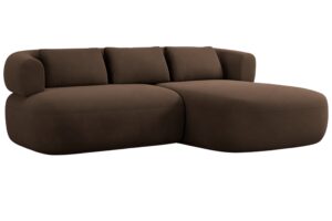 Windsor & Co Hnědá sametová rohová pohovka Aldrin 200 cm