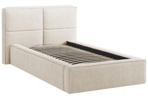 Micadoni Světle béžová bouclé jednolůžková postel Darren 90 x 200 cm s úložným prostorem