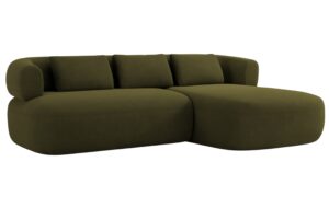 Windsor & Co Zelená sametová rohová pohovka Aldrin 225 cm