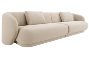 Cosmopolitan Design Béžová sametová čtyřmístná pohovka Camden 304 cm