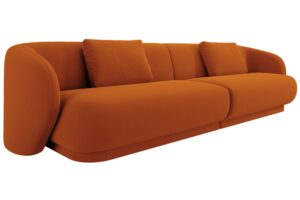 Cosmopolitan Design Terakotově oranžová sametová čtyřmístná pohovka Camden 304 cm