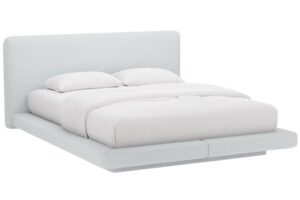 Micadoni Světle šedá dvoulůžková postel Linea 160 x 200 cm