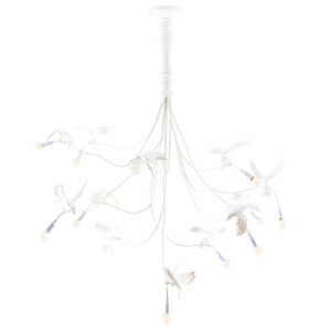 Seletti Bílé závěsné světlo Sparrow 100 cm