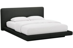 Micadoni Černá bouclé dvoulůžková postel Linea 160 x 200 cm