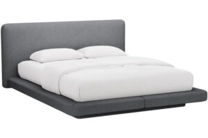 Micadoni Šedá bouclé dvoulůžková postel Linea 160 x 200 cm