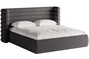 Micadoni Tmavě šedá bouclé dvoulůžková postel Mount 160 x 200 cm
