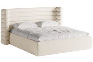 Micadoni Bílá bouclé dvoulůžková postel Mount 160 x 200 cm