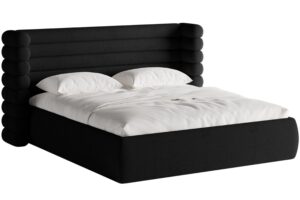 Micadoni Černá bouclé dvoulůžková postel Mount 180 x 200 cm