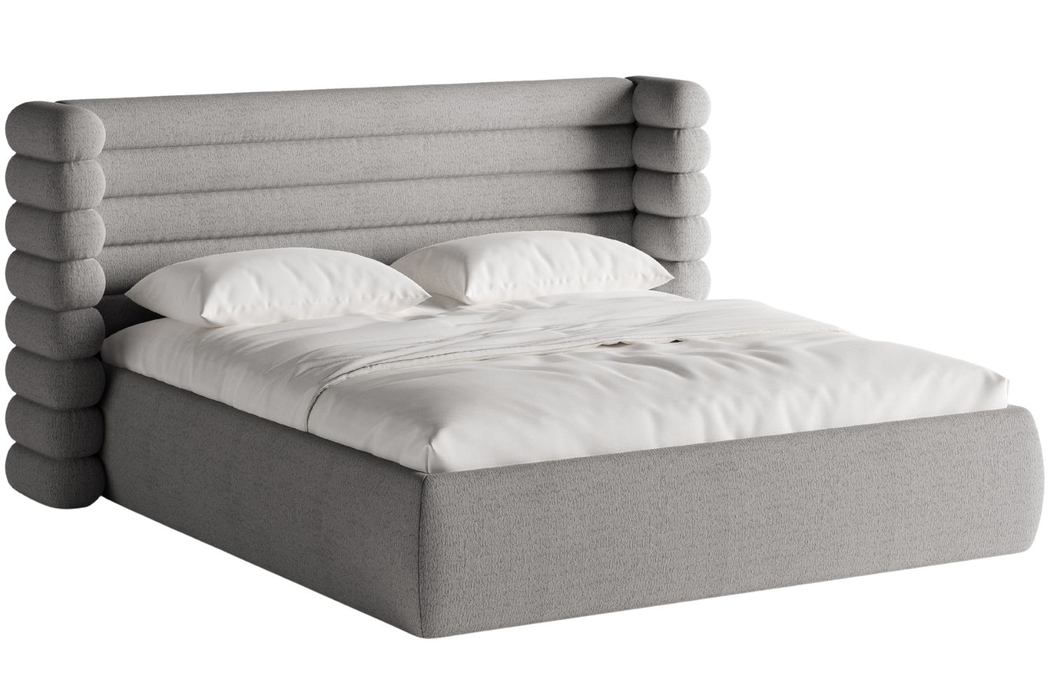 Micadoni Šedá bouclé dvoulůžková postel Mount 180 x 200 cm