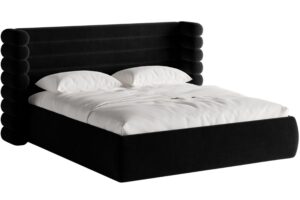 Micadoni Černá sametová dvoulůžková postel Mount 160 x 200 cm