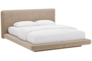 Micadoni Tmavě béžová sametová dvoulůžková postel Linea 180 x 200 cm