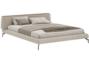 Woodsoft Béžová čalouněná dvoulůžková postel Vertigo 200 x 200 cm