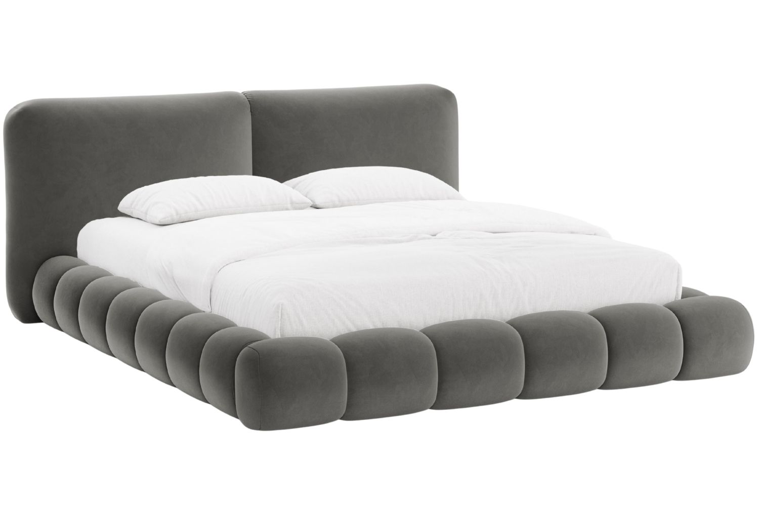 Micadoni Tmavě šedá sametová dvoulůžková postel Solange 180 x 200 cm