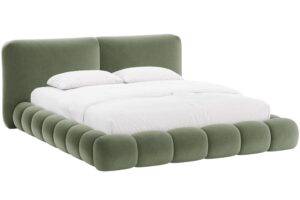 Micadoni Zelená sametová dvoulůžková postel Solange 180 x 200 cm