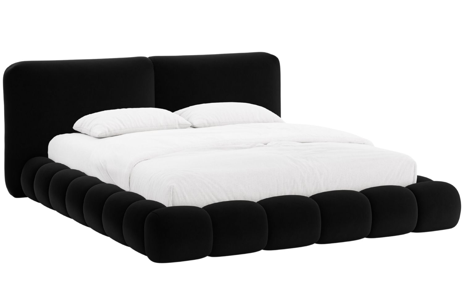 Micadoni Černá sametová dvoulůžková postel Solange 180 x 200 cm