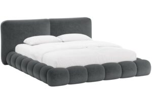 Micadoni Tmavě šedá žinylková dvoulůžková postel Solange 160 x 200 cm