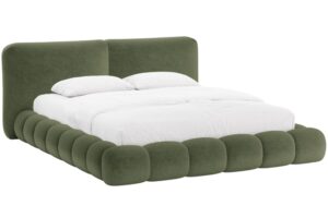 Micadoni Zelená žinylková dvoulůžková postel Solange 160 x 200 cm