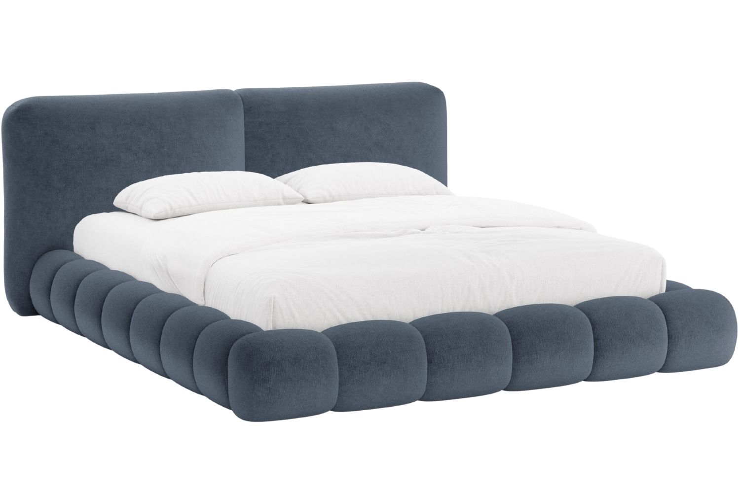 Micadoni Tmavě modrá žinylková dvoulůžková postel Solange 180 x 200 cm