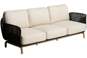 Kave Home Dřevěná zahardní pohovka Alipa 235 cm s tmavě šedým výpletem