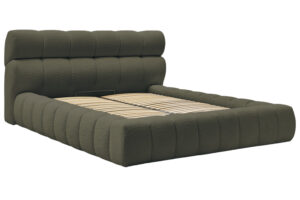 Bobochic Paris Zelená bouclé dvoulůžková postel Mont-Blanc 180 x 200 cm s úložným prostorem