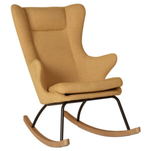 Hořčicově žluté čalouněné houpací křeslo Quax De Luxe