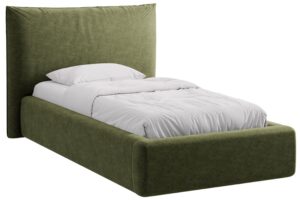 Micadoni Zelená žinylková jednolůžková postel Kaelle 90 x 200 cm s úložným prostorem