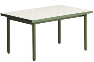 Kave Home Bílo-zelený zahradní stolek Maurina 81 x 51 cm