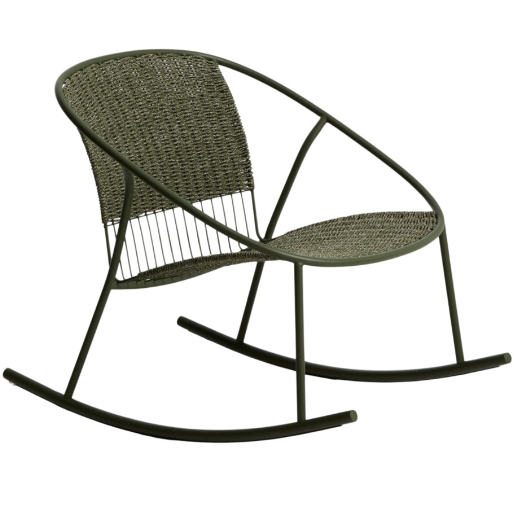 Kave Home Zelené zahradní houpací křeslo Atrani s výpletem