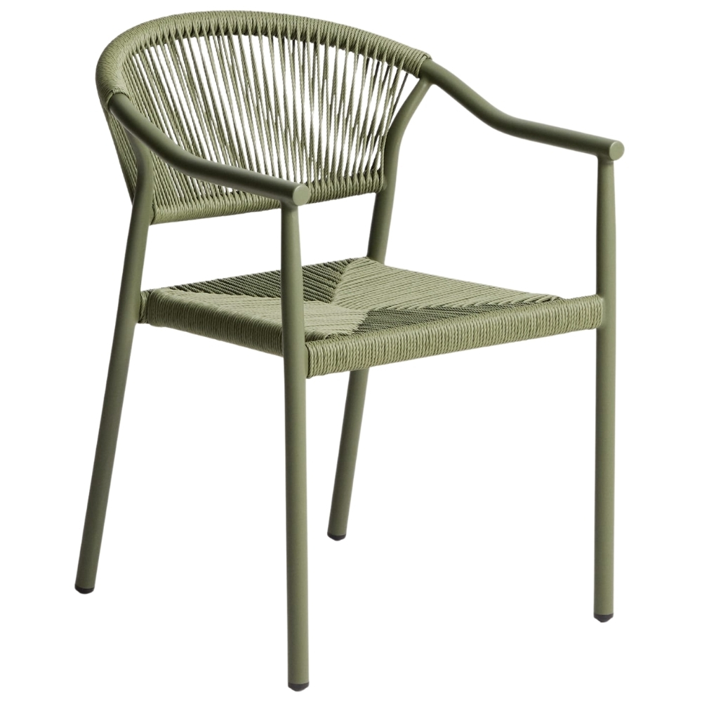 Kave Home Zelená hliníková zahradní židle Livadia s výpletem