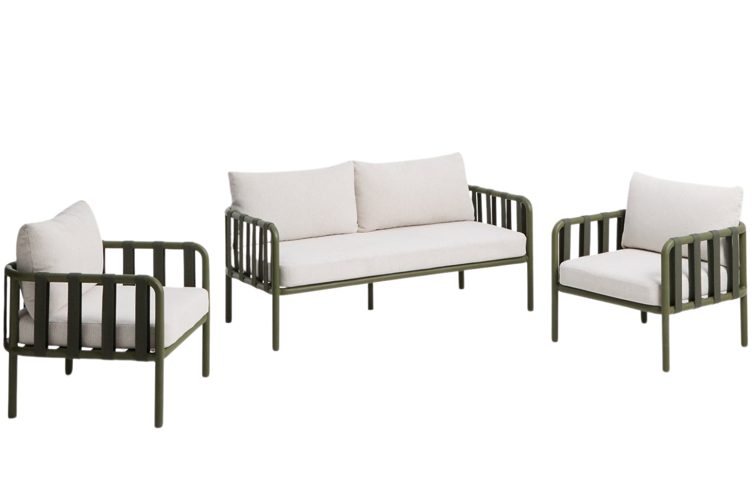 Kave Home Zelený zahradní set pohovky a křesel Omala