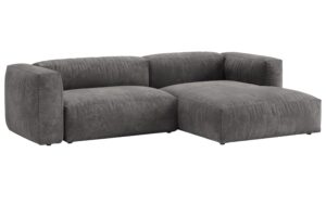 Micadoni Šedá sametová rozkládací pohovka Martina 280 cm