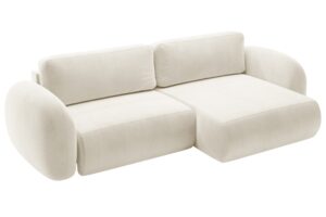 Maison Heritage Krémově bílá sametová rozkládací pohovka Kora 262 cm