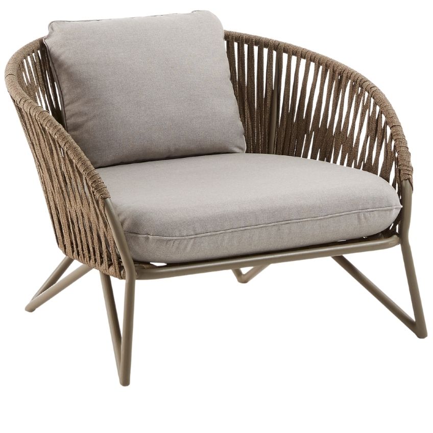 Kave Home Hnědé látkové zahradní křeslo Branzie