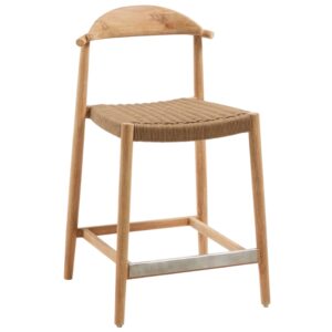 Kave Home Dřevěná barová židle Nina 62 cm s hnědým výpletem