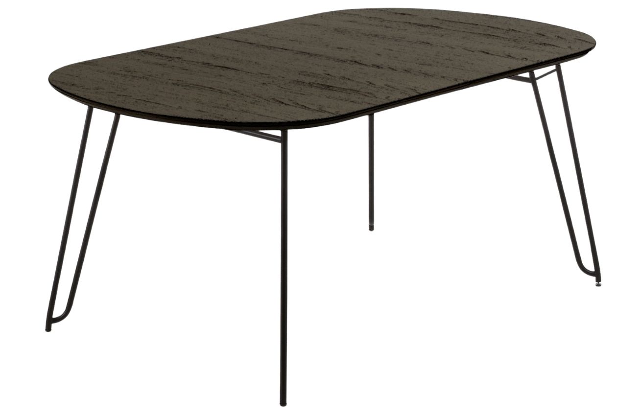 Kave Home Černý jasanový rozkládací stůl Milian 140-220x90 cm
