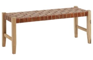 Kave Home Hnědá kožená lavice Calixta 120 cm
