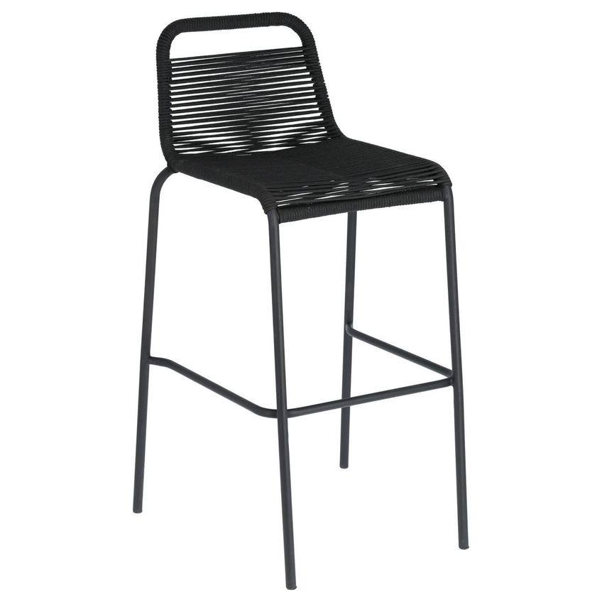 Kave Home Černá pletená barová židle Lambton 74 cm