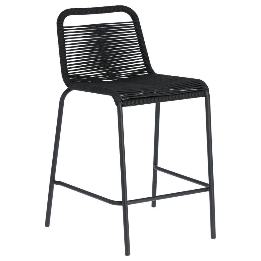 Kave Home Černá pletená barová židle Lambton 62 cm