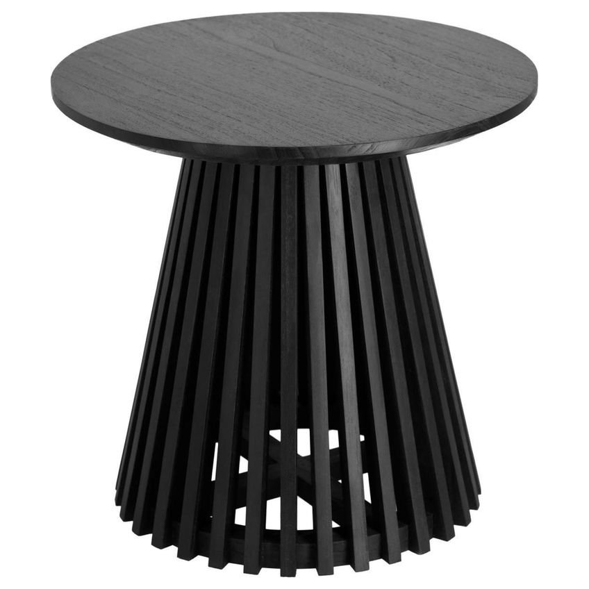 Kave Home Černý dřevěný kulatý odkládací stolek Jeanette 50 cm